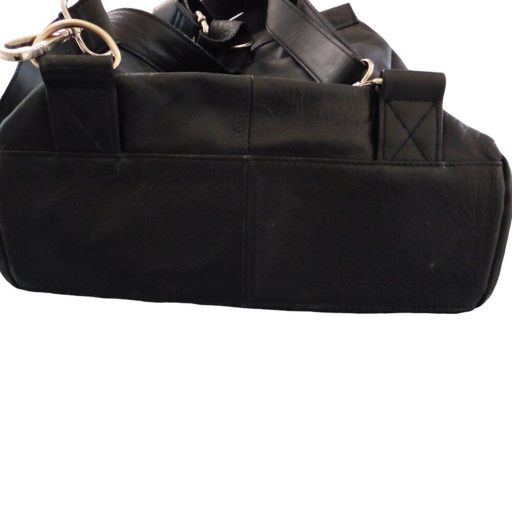 VTG Rian Convertible Sling Backpack Black‎ Pebbled Leather Medium Handbag - Picture 10 of 11